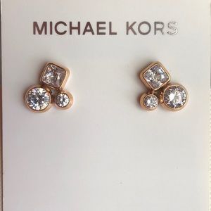 NEW MICHAEL KORS ROSEGOLD CZ CLUSTER STUD EARRINGS